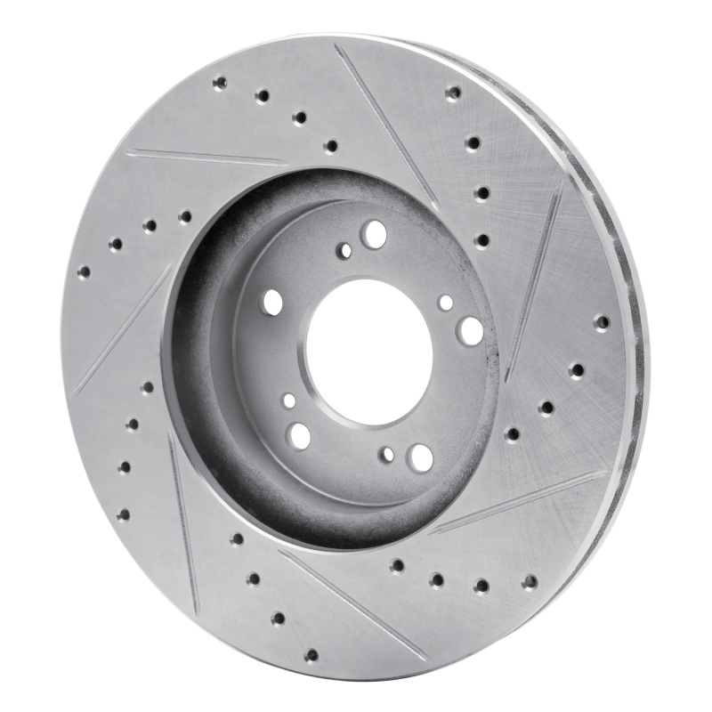 Acura RL Brake Rotor (1) - Front Left - R1 Concepts - Drilled & Slotted - Silver - `99-`04